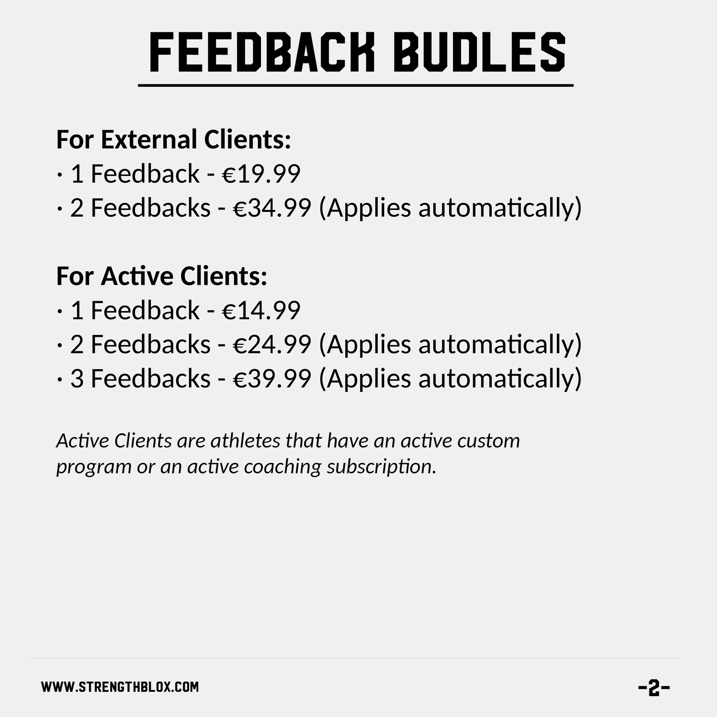 Strengthblox Feedback (External Clients)