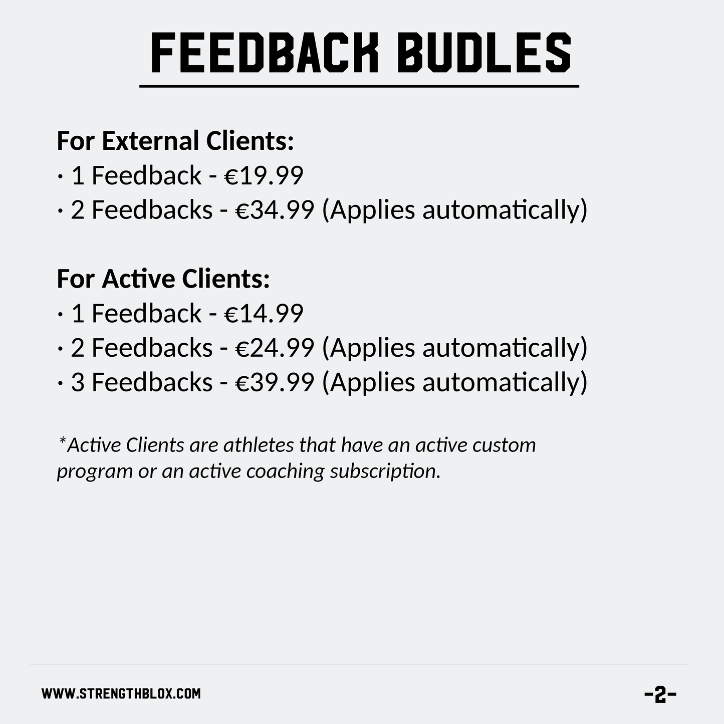 Strengthblox Feedback (Active Clients)